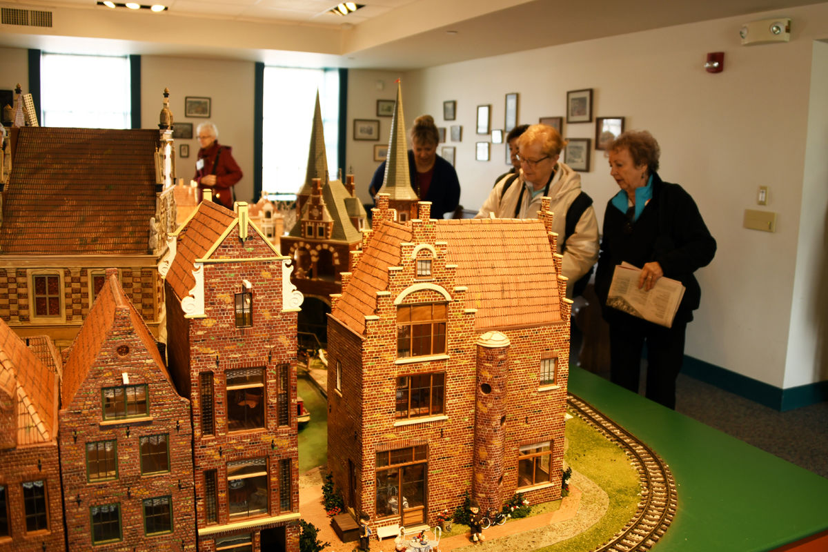 175 Virginia Fay and Jani Pickrel view the miniature Dutch village.JPG